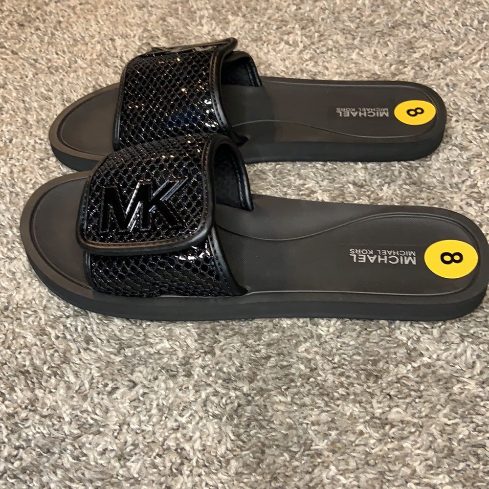 Michael Kors the MK Glitter Slides Black - Picture 6 of 10